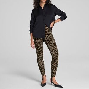 Spanx Leopard Print Stirrup Leggings in Tall Small